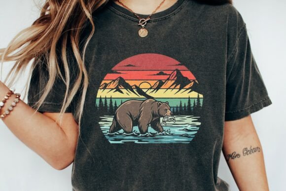 Bring a Rustic Vibe to Your Designs with Bear Fishing Sunset