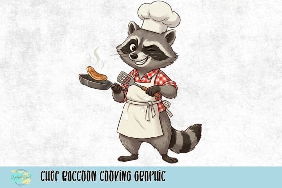 Chef Raccoon Cooking Graphic: Whimsy for Your Designs
