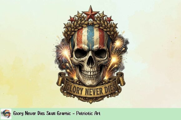 Glory Never Dies: Bold Patriotic Skull Art for Modern Design