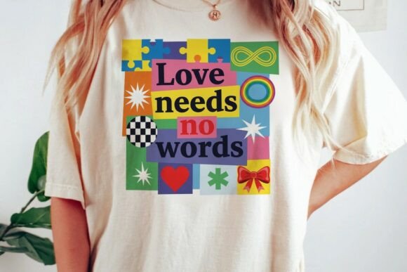 Love Needs No Words Autism Graphic PNG: Design That Connects