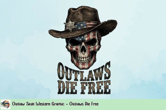 Outlaw Skull Western Graphic: Capturing the 'Outlaws Die Free' Spirit