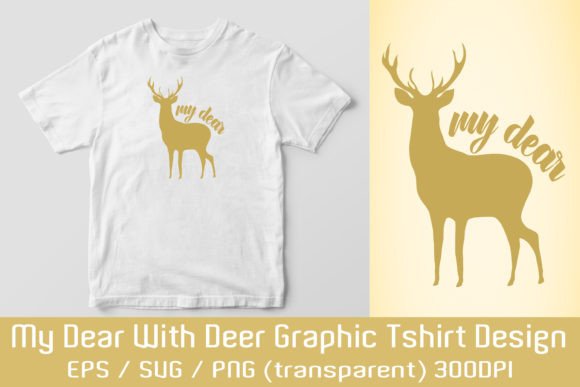 Reindeer Golden Graphic T-shirt Design: Festive Elegance