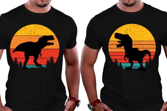 Sunset Colorful Dinosaur T-Shirt Graphic: A Retro Design Powerhouse
